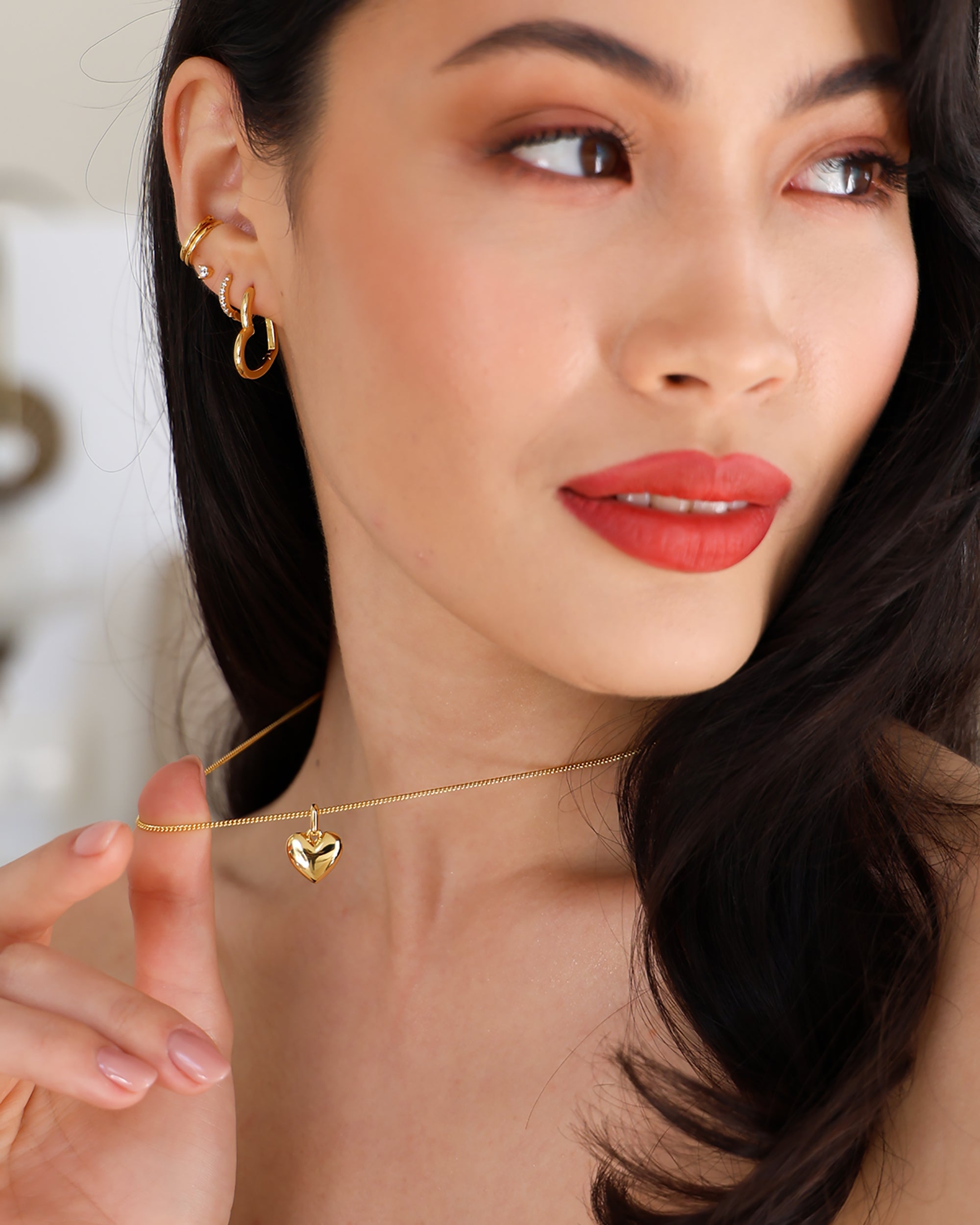 Georgina Puffy Heart Charm Necklace Monday Monarch georgina-puffy-heart-charm-necklace-monday-monarch