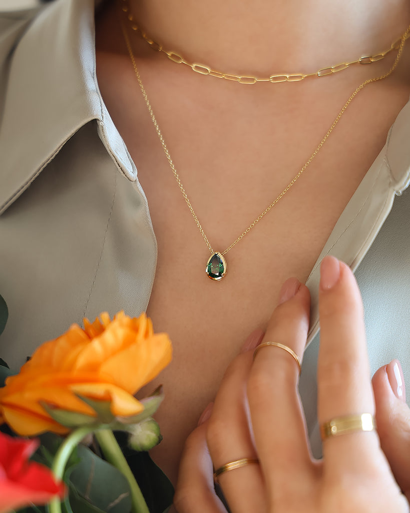 Margo Emerald Teardrop Necklace – Monday Monarch Margo Emerald Teardrop Necklace – Monday Monarch