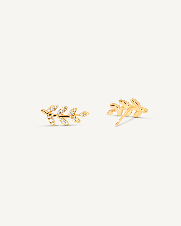 Leaf Crystal Studs