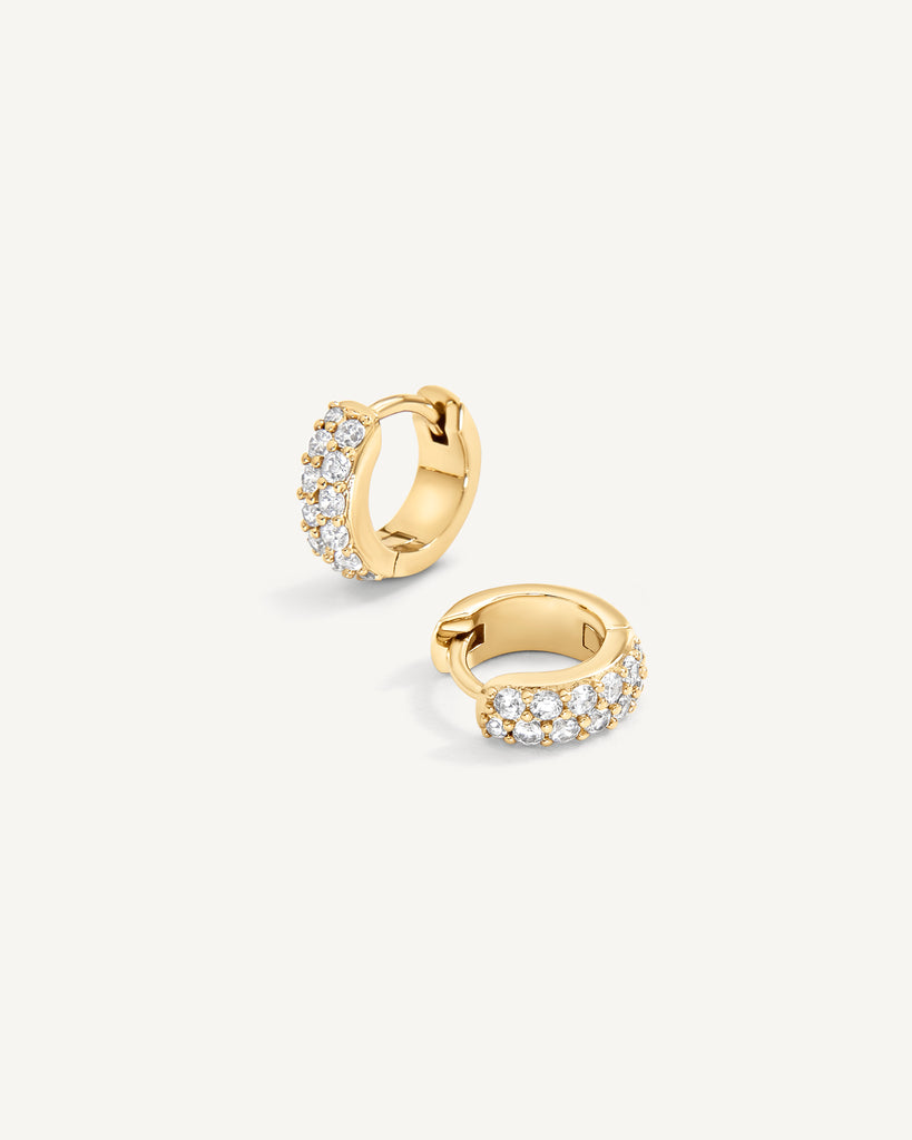 【MONDAY EDITION】Glittering Golden Hoop Earrings (Small) Small Glitter Crystal Huggie Hoop Earrings – Monday Monarch