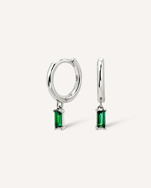 Emerald Dangle Huggies