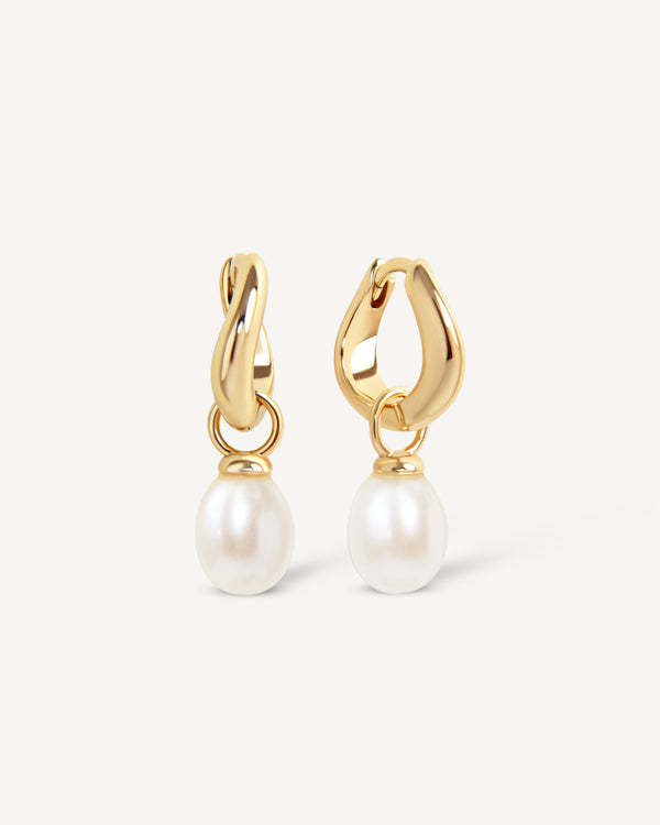 Wave Pearl Hoops