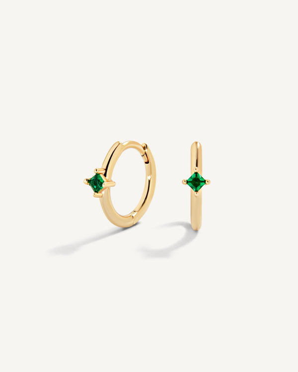 Emerald Zoe Huggie Hoops