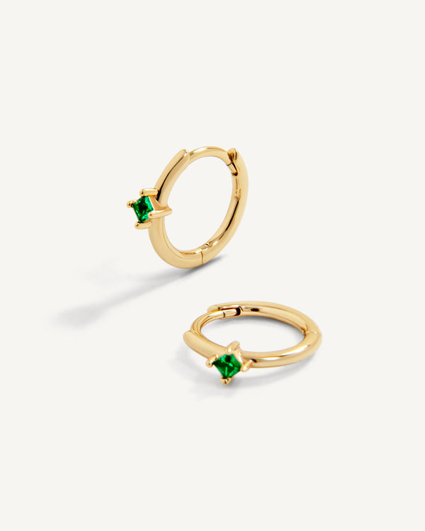 Emerald Zoe Huggie Hoops
