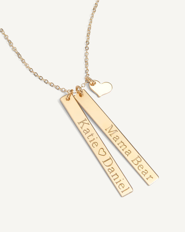 Engraved Vertical Bar Necklace