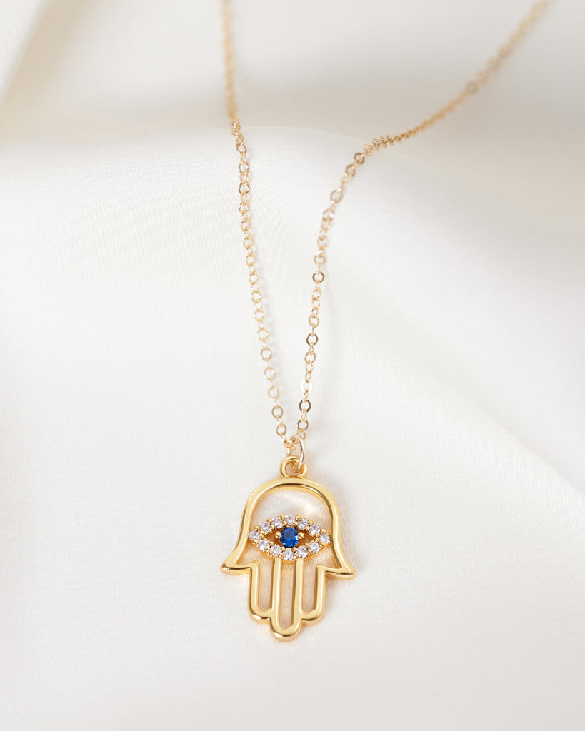 Rose Gold Filigree Hamsa Necklace 14k Small