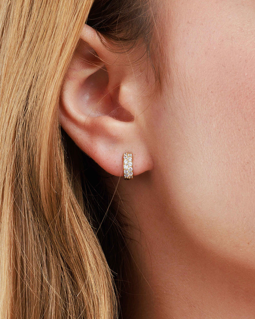 【MONDAY EDITION】Glittering Golden Hoop Earrings (Small) Small Glitter Crystal Huggie Hoop Earrings – Monday Monarch