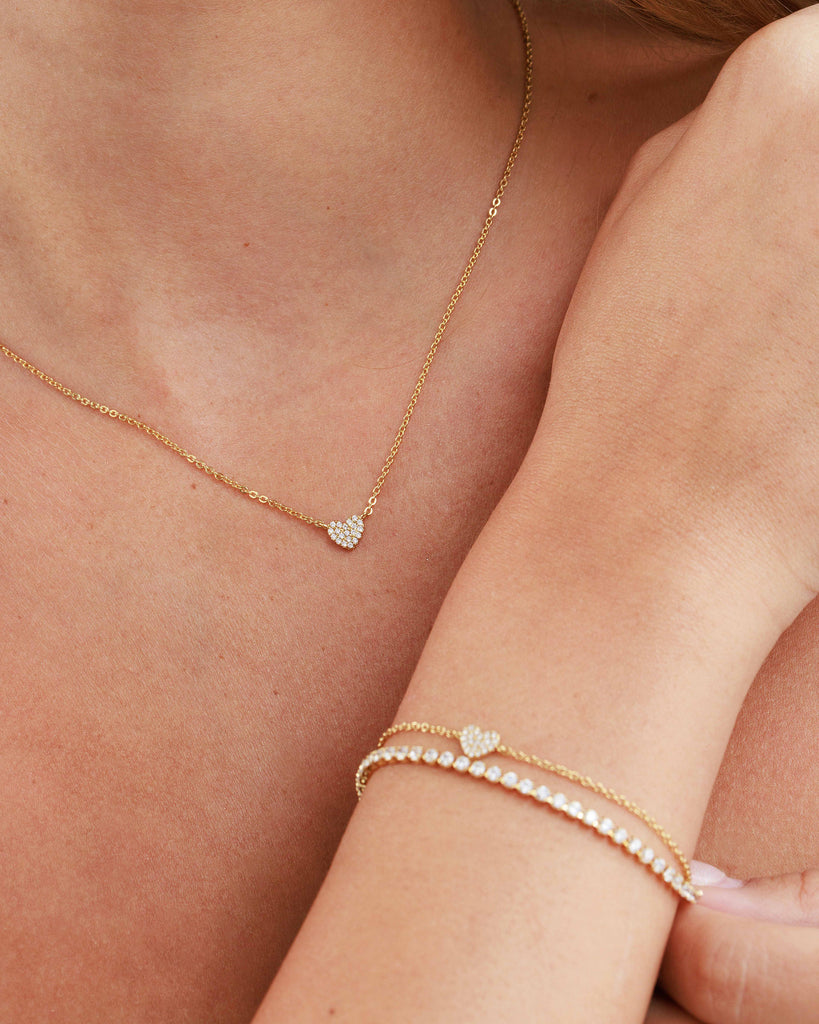 Mini Heart Pave Necklace – Monday Monarch