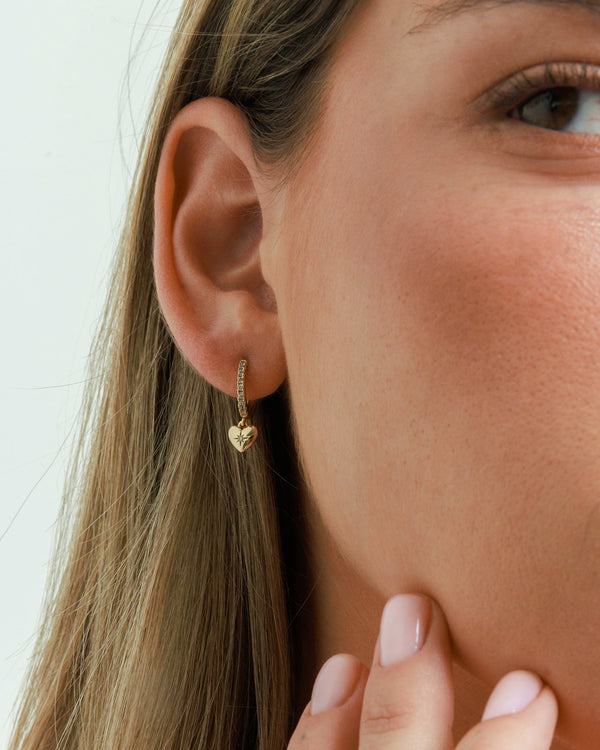 Classic Pave Heart Huggie