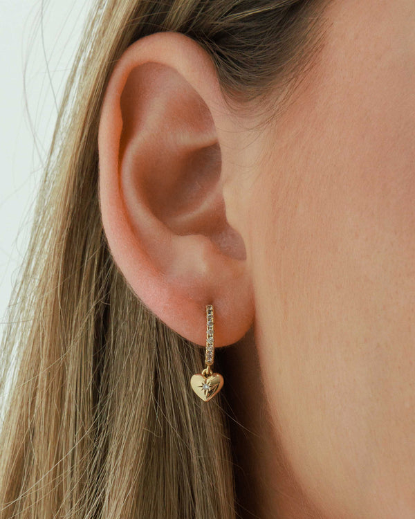 Classic Pave Heart Huggie