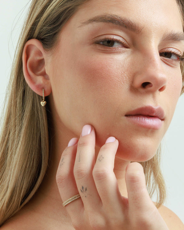 Classic Pave Heart Huggie