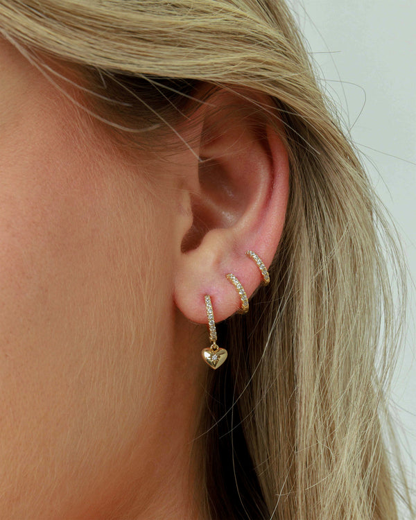 Classic Pave Heart Huggie