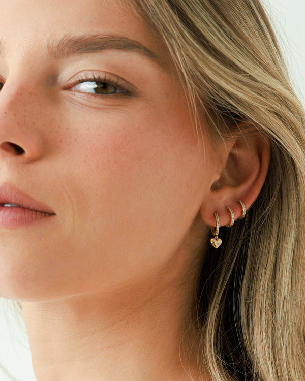 Classic Pave Heart Huggie