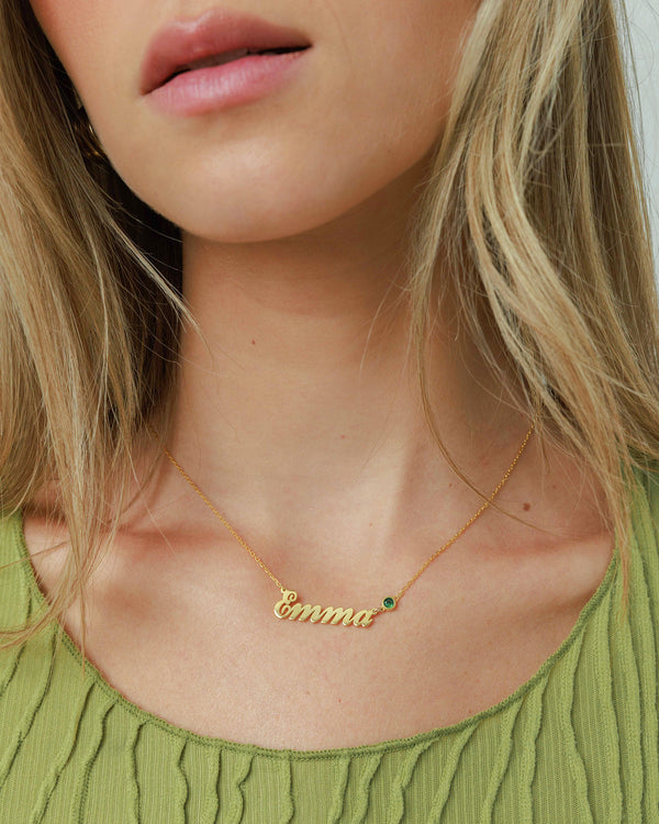Birthstone Name Necklace