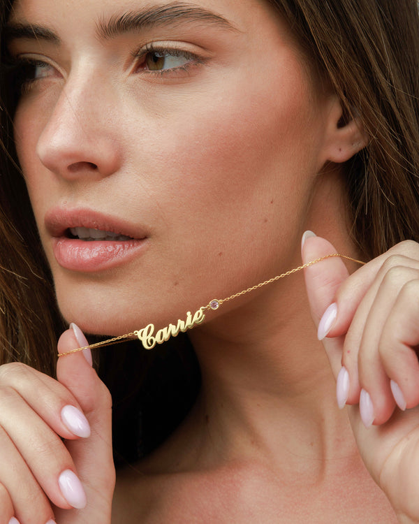 Birthstone Name Necklace