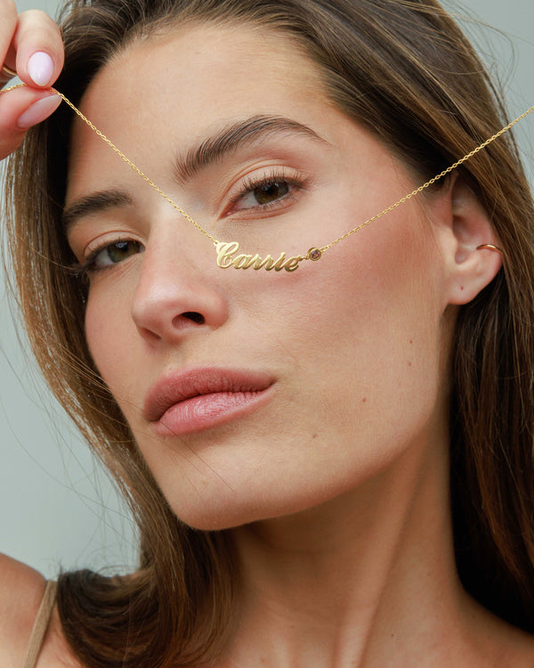 Birthstone Name Necklace