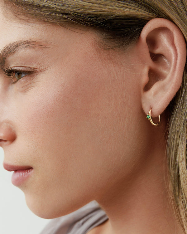 Emerald Zoe Huggie Hoops