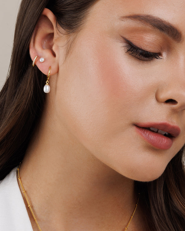 Petite Pearl Hoops