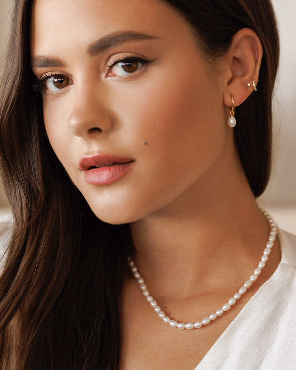 Petite Pearl Hoops