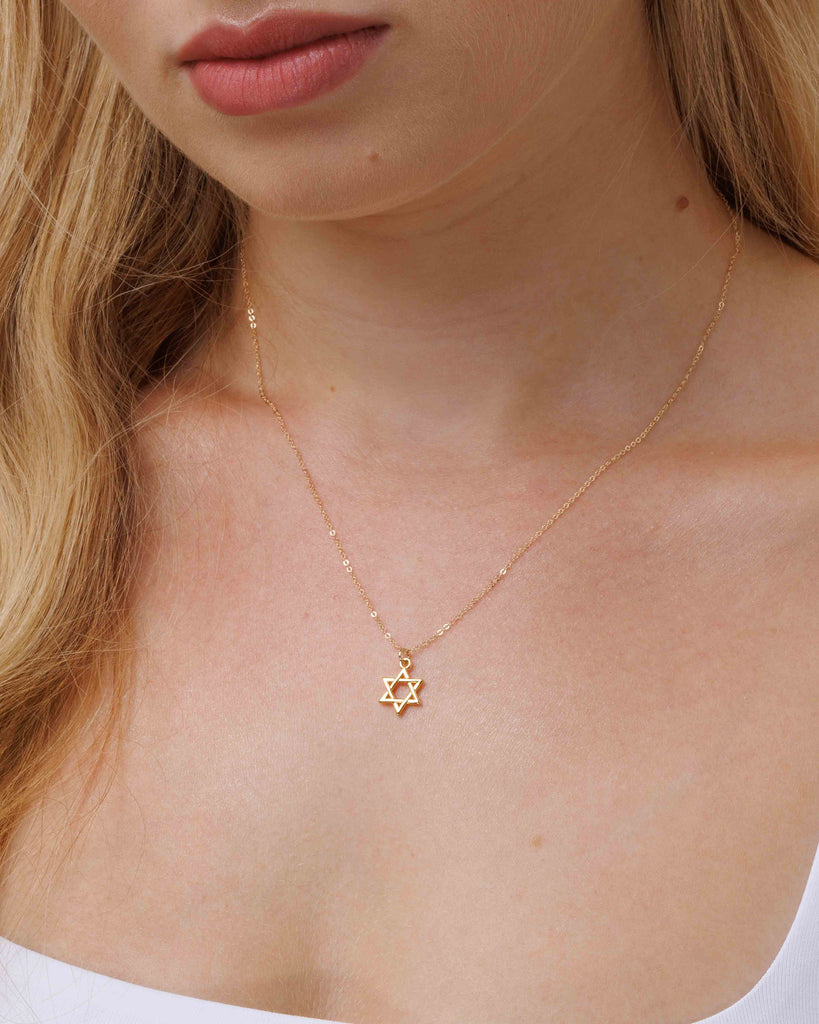 Collana Con Ciondolo Stella Di David In Acciaio Inossidabile - 50 Cm, Gioiello Ebraico In Metallo