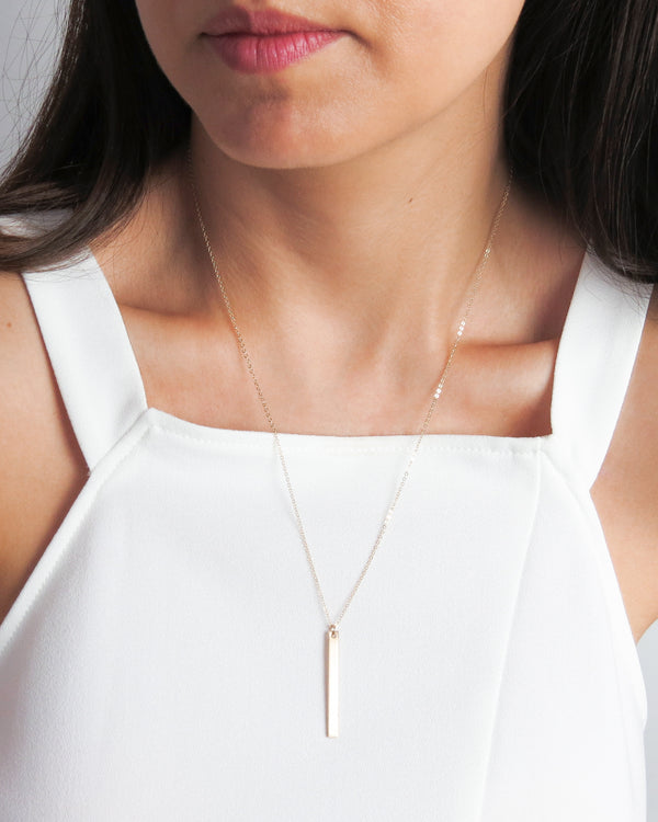 Engraved Vertical Bar Necklace