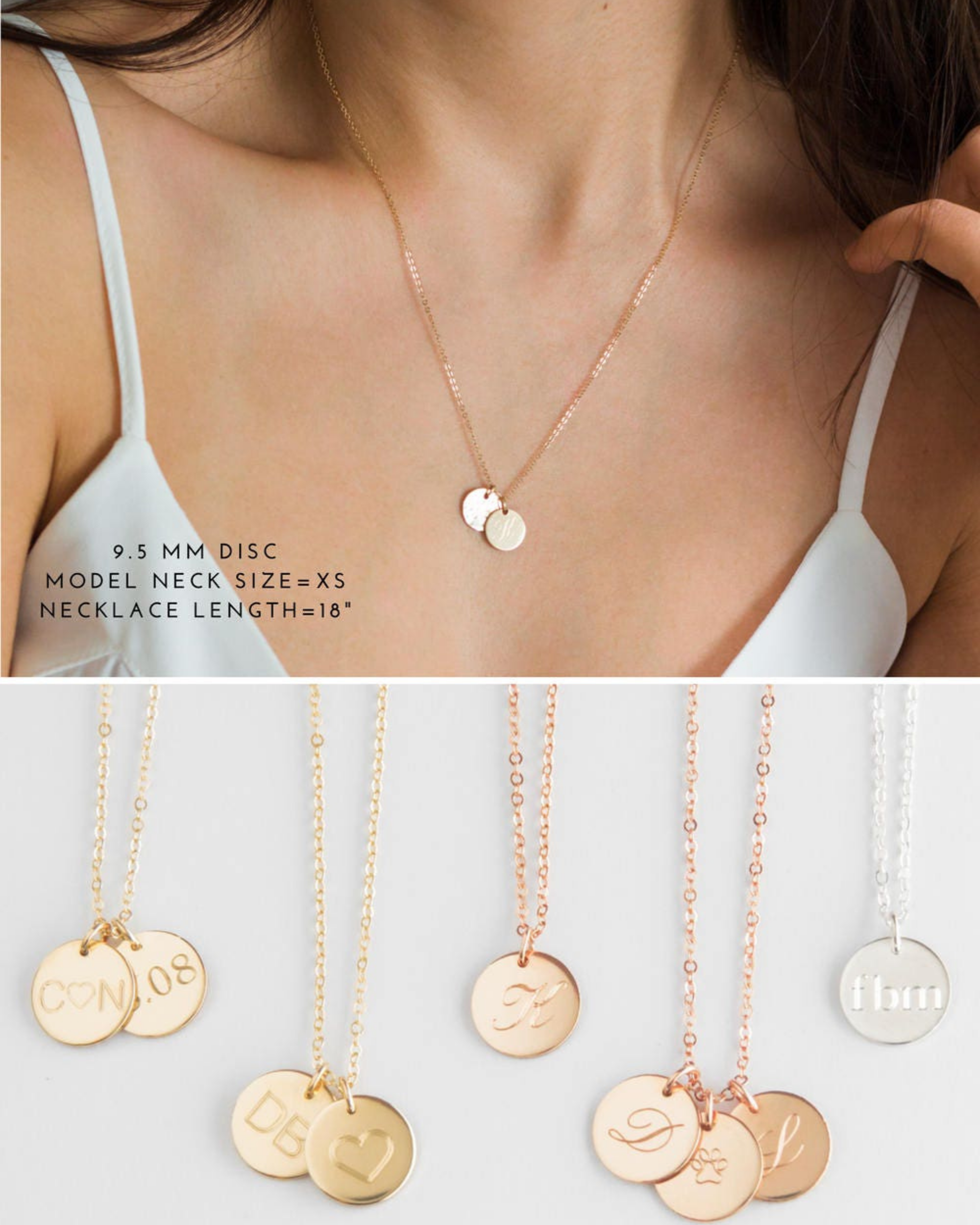 Disc Monogram Necklace - Personalized Monogram Necklace - Gold Monogram Necklace - Dainty Monogram Necklace - Dainty initials Disc Necklace