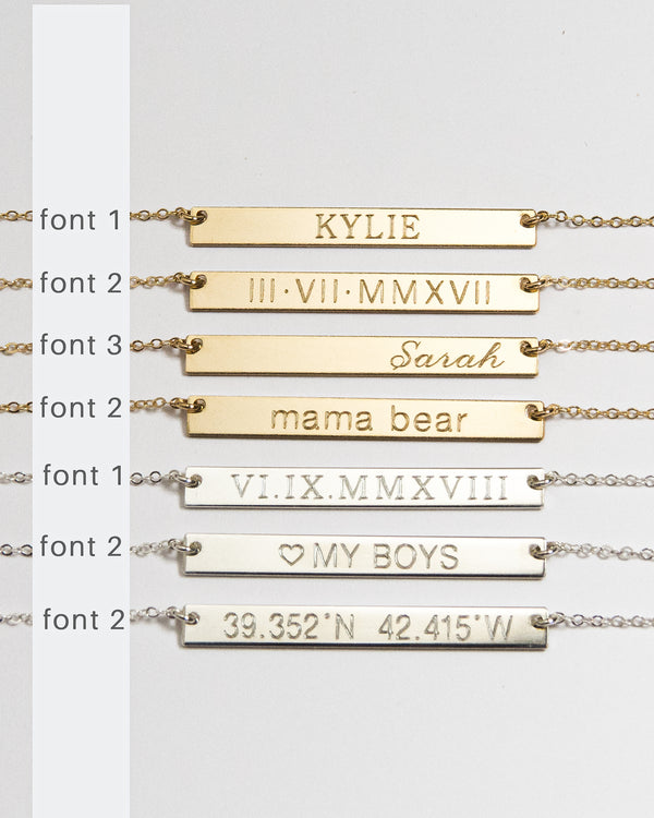 Amazon.com: Personalized 4 Sided Vertical Bar Necklace Custom Text Engraved  3D Bar Pendant Stainless Steel Coordinate Jewelry for Couples : Handmade  Products