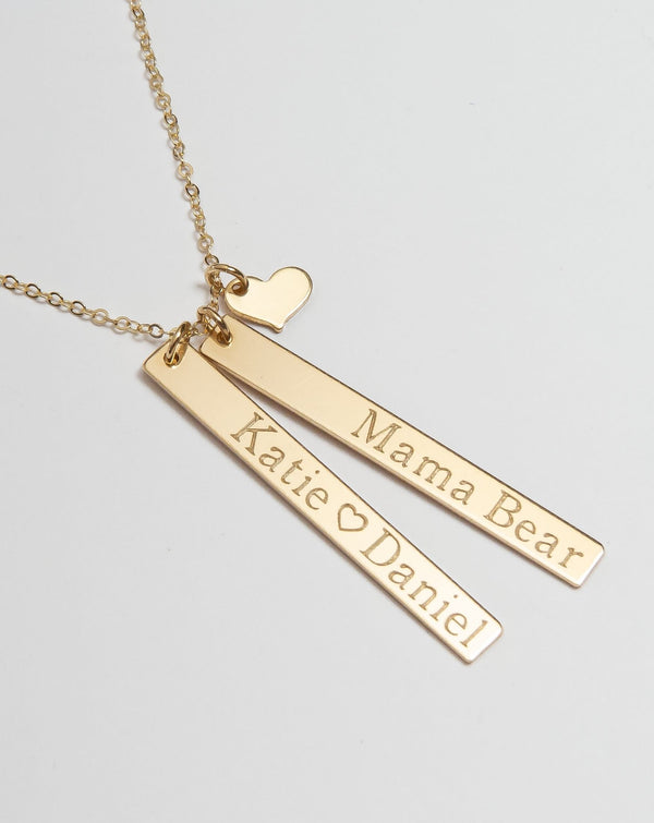 Engraved Vertical Bar Necklace