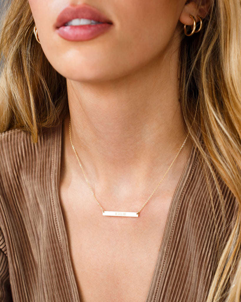 Horizontal Bar Pendant | Personalized Necklace or Bracelet | Memorial  Gallery