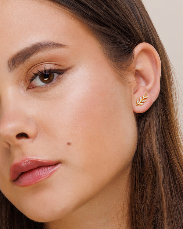 Leaf Crystal Studs