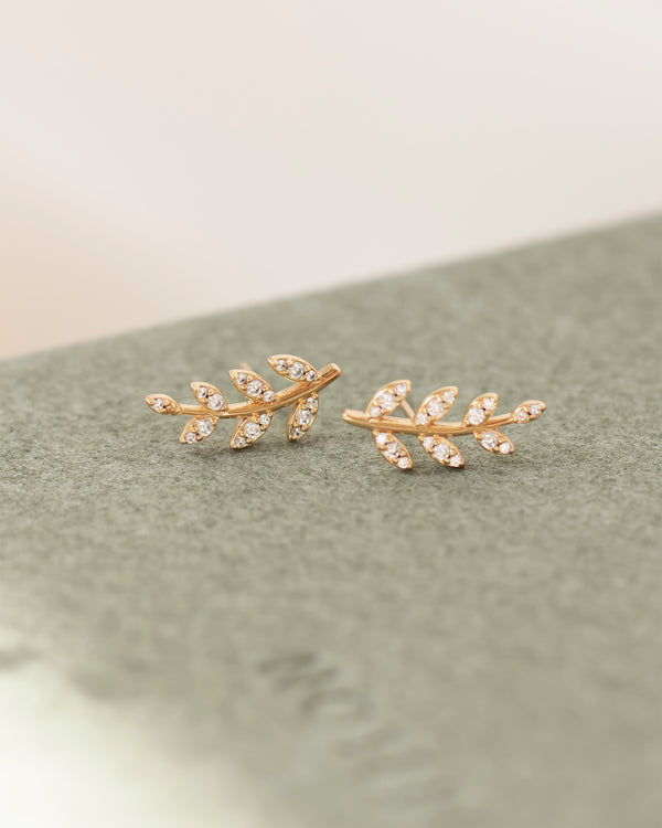 Leaf Crystal Studs