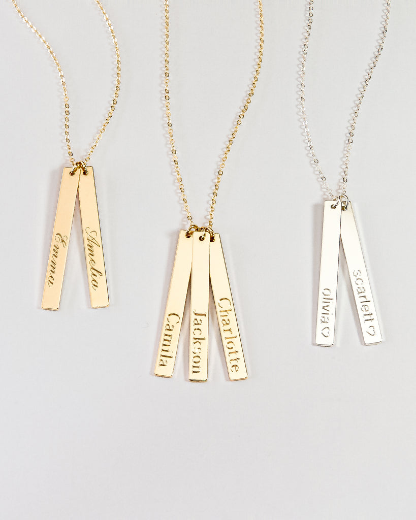 Engraved Vertical Bar Necklace Monday Monarch