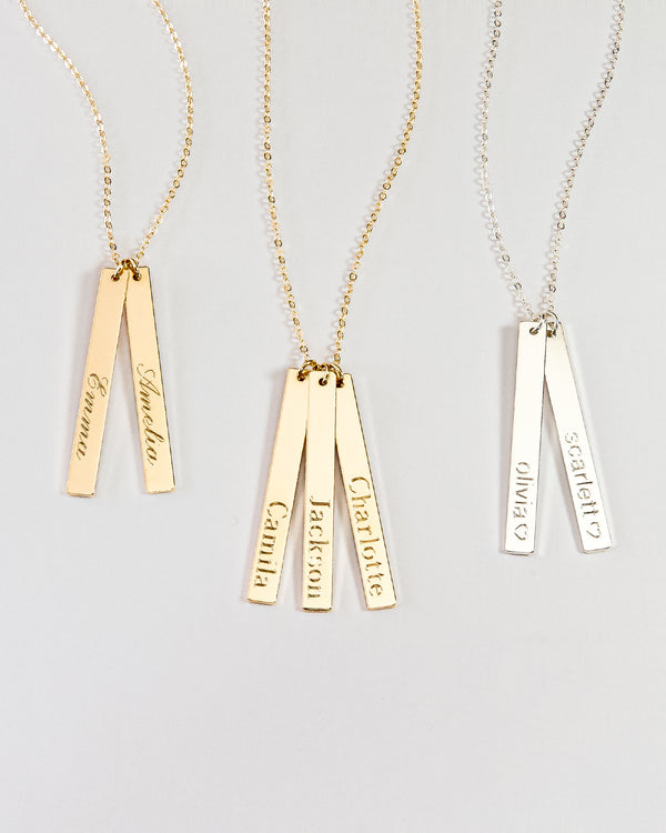 Engraved Vertical Bar Necklace