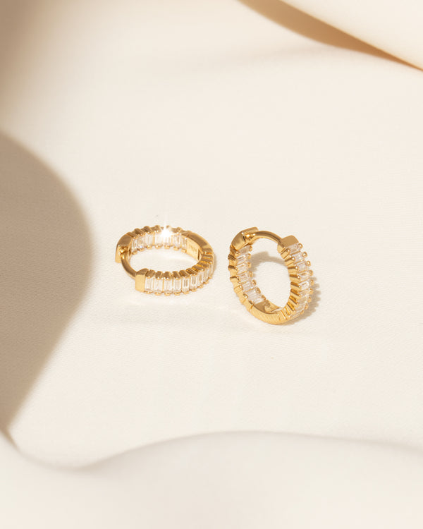 Baguette Crystal Hoops