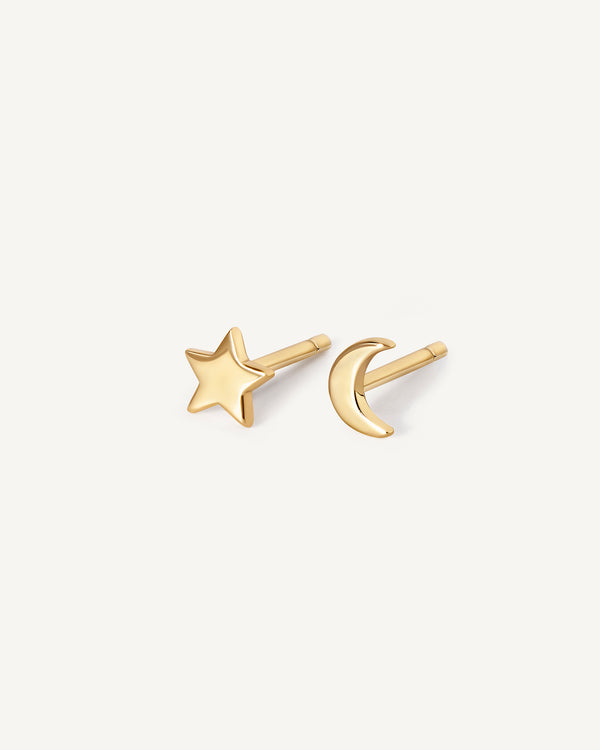 Small Star and Moon Studs