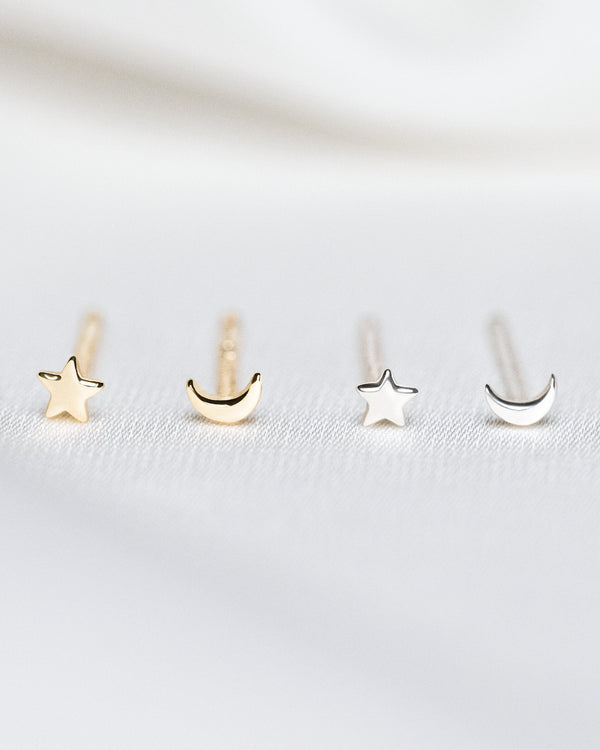 Tiny Star and Moon Studs